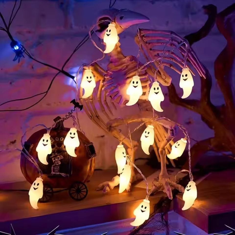 Halloween Geister-Lichterkette | Batteriebetrieben ohne Kabel & Stecker | Geisterförmige LEDs für drinnen und draußen 2