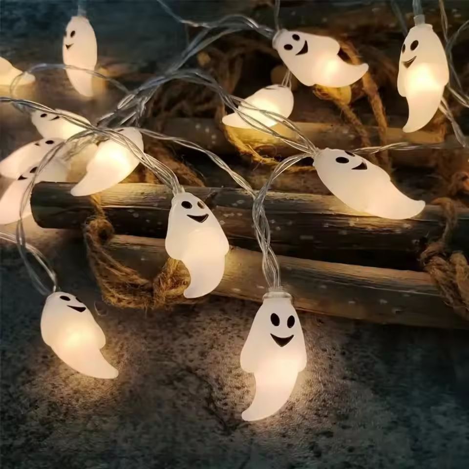 Halloween Geister-Lichterkette | Batteriebetrieben ohne Kabel & Stecker | Geisterförmige LEDs für drinnen und draußen 3