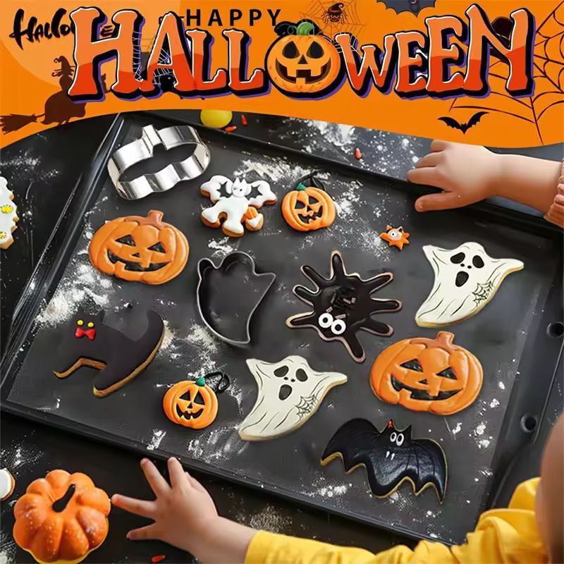 Halloween Ausstechformen Set 12-teilig | Fledermaus, Geist & Kürbis Motive | Rostfreier Edelstahl für Plätzchen und Fondant