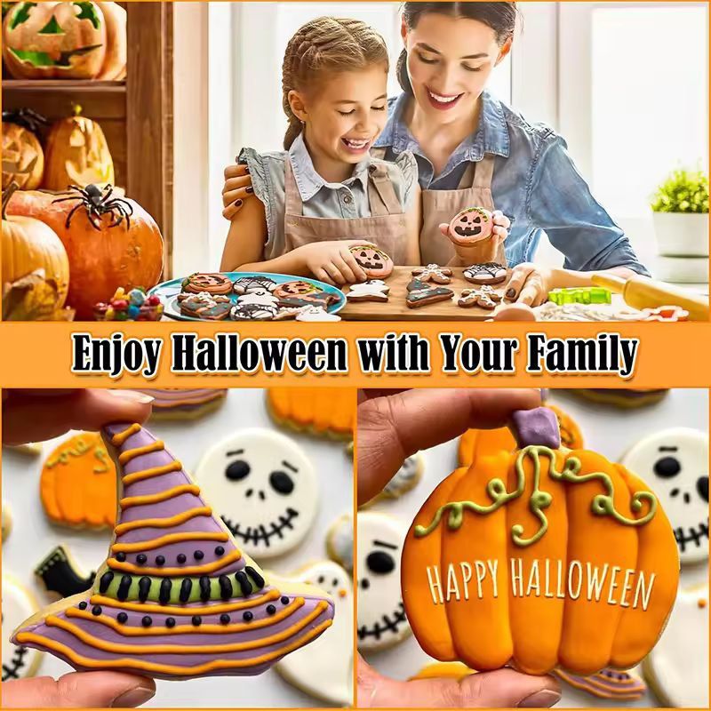 Halloween Ausstechformen Set 12-teilig | Fledermaus, Geist & Kürbis Motive | Rostfreier Edelstahl für Plätzchen und Fondant