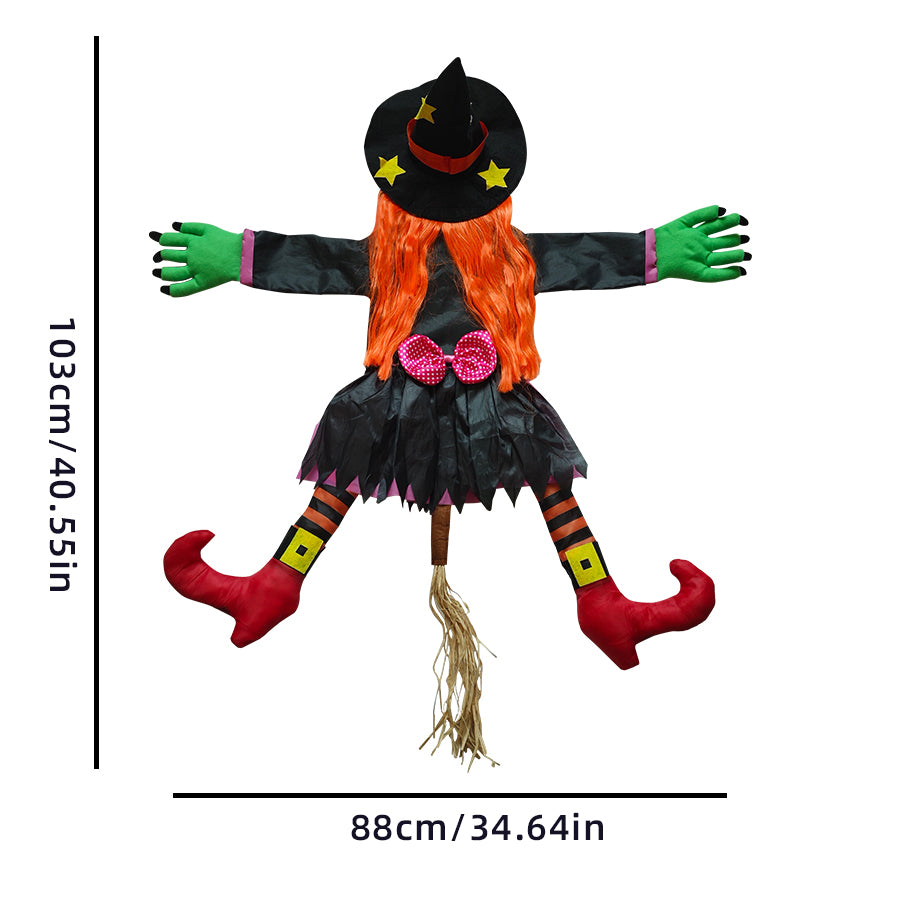 Halloween Hexe Kletterfigur Baumdeko | Für Innen und Außen geeignet | Leichte Hängedeko für Baum, Regal und Fensterbank
