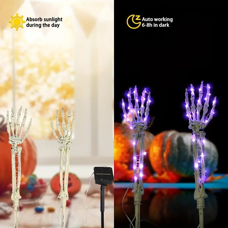 Halloween Solar Gartenstecker Geisterhand | LED Stableuchte Wasserdicht für Außenbereich | Automatische Dämmerungsschaltung 1