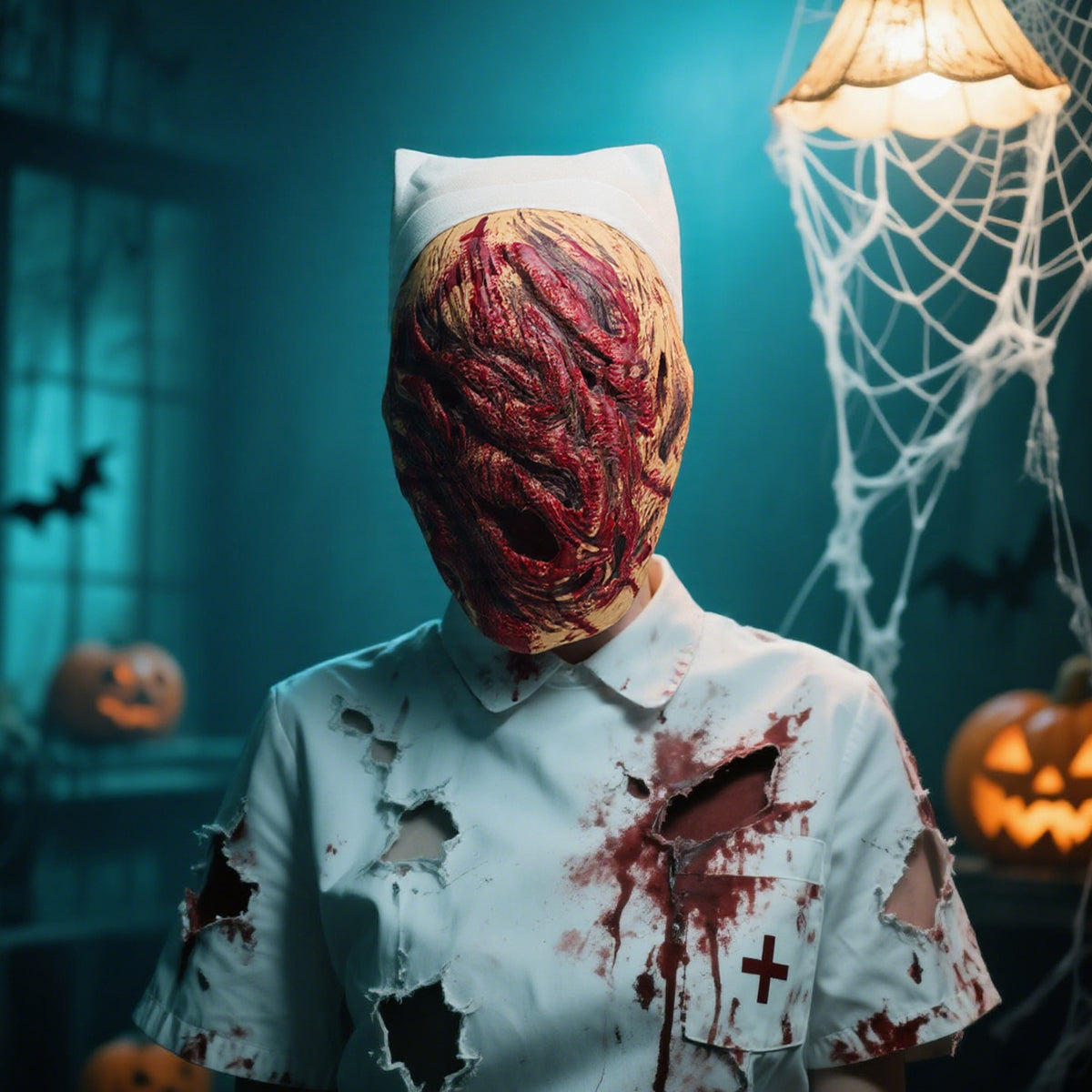 Horror-Kostümmaske Pflegekraft-Look | Halloween Cosplay Maske für Rollenspiel & Gruselpartys | Leicht für langes Tragen 1