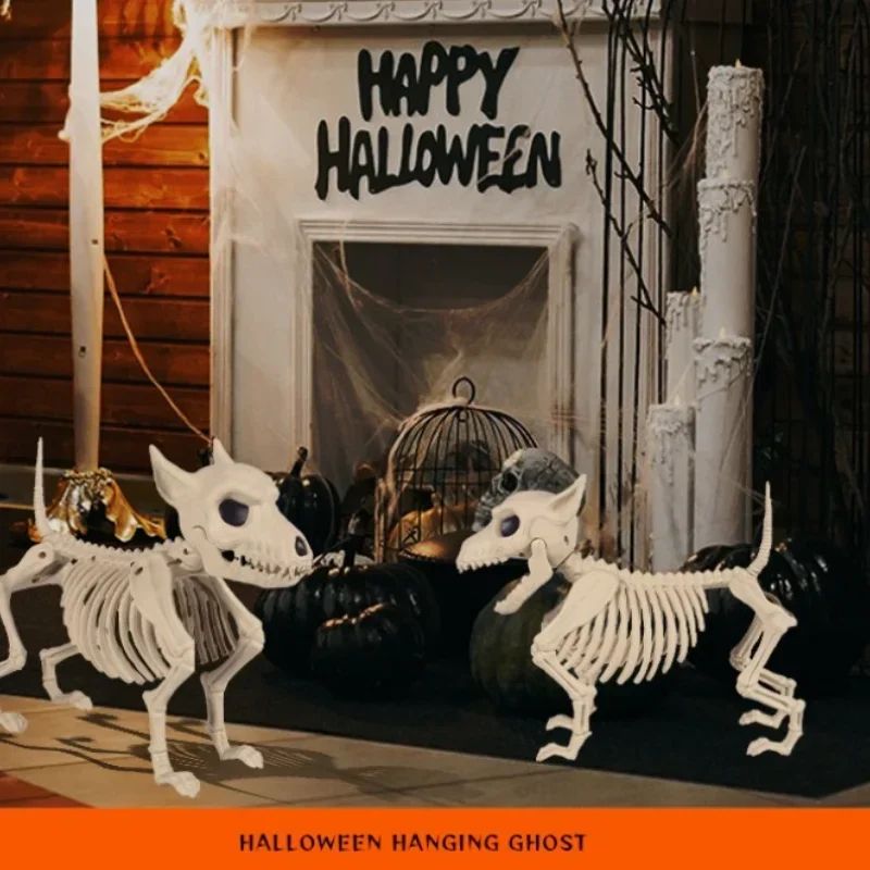 Wolfsskelett Deko Halloween | Realistisches Tierskelett-Design für Innen und Außen | Kunststoff, wetterfest, leicht