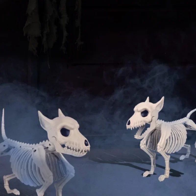 Wolfsskelett Deko Halloween | Realistisches Tierskelett-Design für Innen und Außen | Kunststoff, wetterfest, leicht