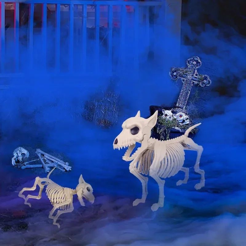 Wolfsskelett Deko Halloween | Realistisches Tierskelett-Design für Innen und Außen | Kunststoff, wetterfest, leicht