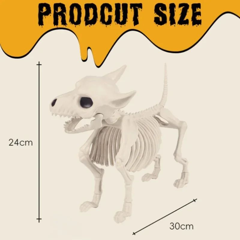 Wolfsskelett Deko Halloween | Realistisches Tierskelett-Design für Innen und Außen | Kunststoff, wetterfest, leicht