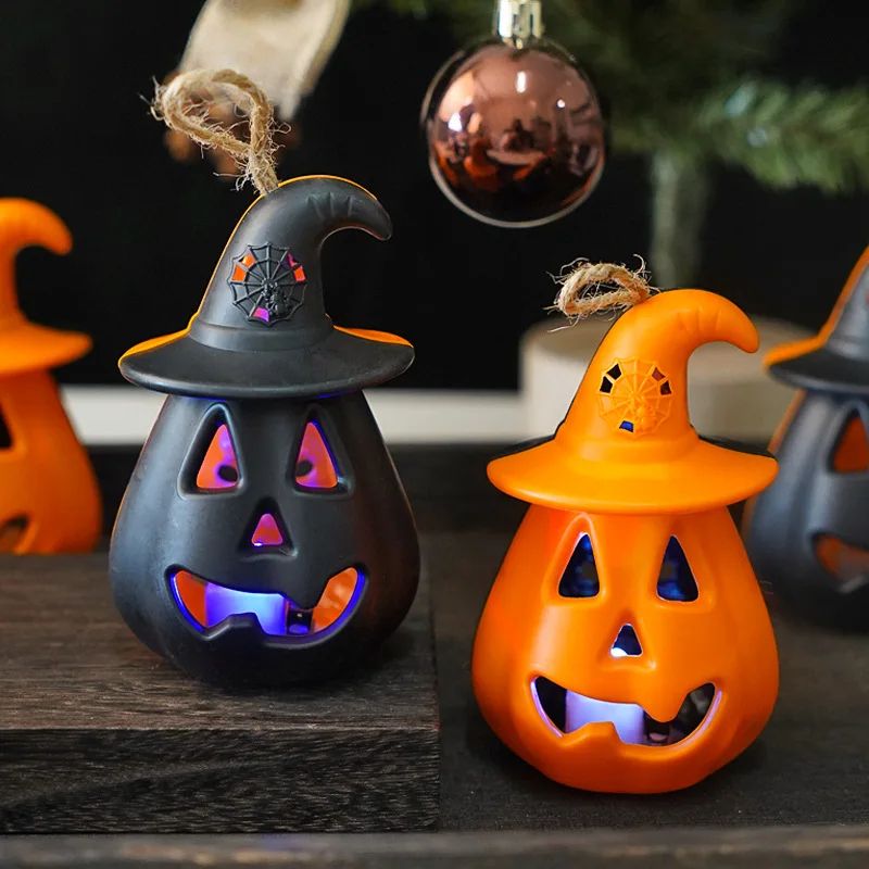 Kürbis Totenkopf LED Laterne Halloween Deko | Batteriebetrieben, Flammenlos | Tragbare Party- und Zimmerbeleuchtung 1