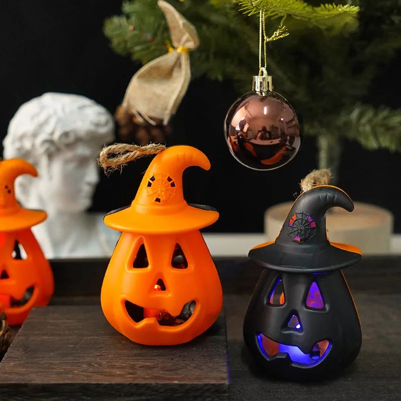 Kürbis Totenkopf LED Laterne Halloween Deko | Batteriebetrieben, Flammenlos | Tragbare Party- und Zimmerbeleuchtung 2