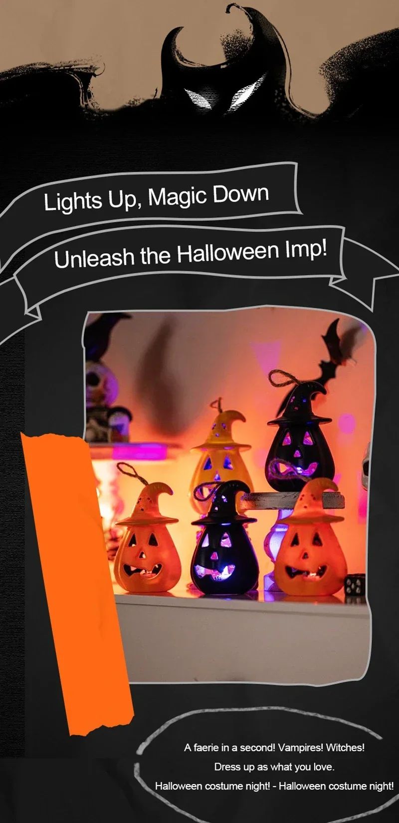 Kürbis Totenkopf LED Laterne Halloween Deko | Batteriebetrieben, Flammenlos | Tragbare Party- und Zimmerbeleuchtung