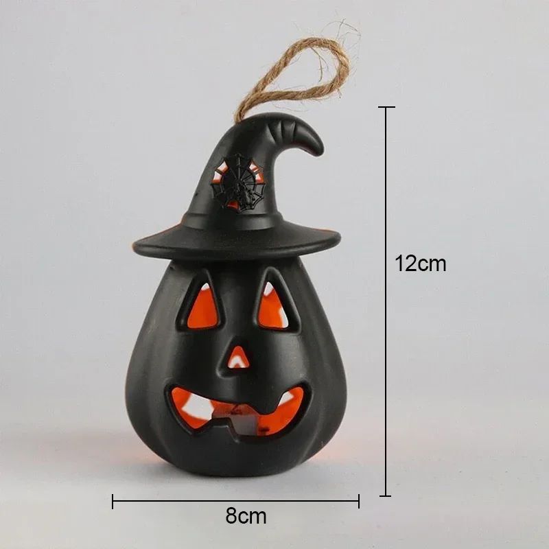 Kürbis Totenkopf LED Laterne Halloween Deko | Batteriebetrieben, Flammenlos | Tragbare Party- und Zimmerbeleuchtung