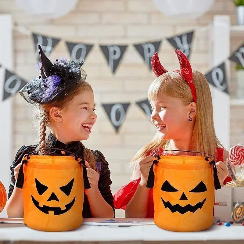 LED Kürbiseimer Halloween | Faltbar & Wiederverwendbar | Leuchtet im Dunkeln, sicherer unterwegs beim Süßigkeiten sammeln 3