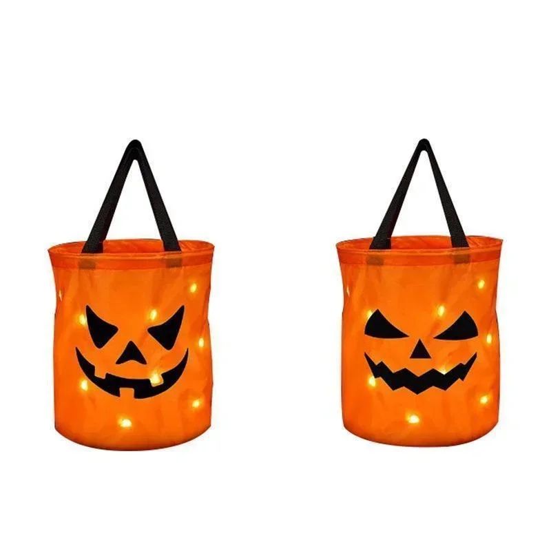 LED Kürbiseimer Halloween | Faltbar & Wiederverwendbar | Leuchtet im Dunkeln, sicherer unterwegs beim Süßigkeiten sammeln 5