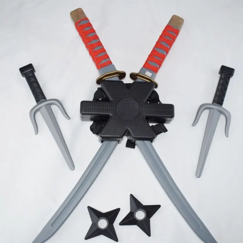 Ninja Kostüm Zubehör Set für Kinder | Schwert, Dolch & Wurfsterne aus Kunststoff | Sichere Kanten fürs Rollenspiel