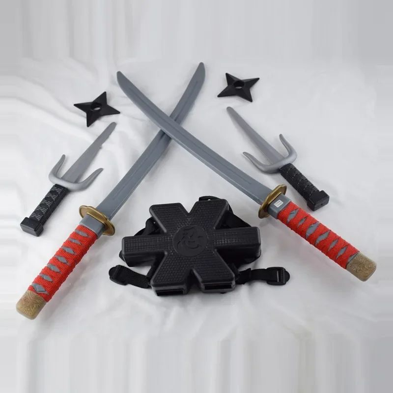 Ninja Kostüm Zubehör Set für Kinder | Schwert, Dolch & Wurfsterne aus Kunststoff | Sichere Kanten fürs Rollenspiel
