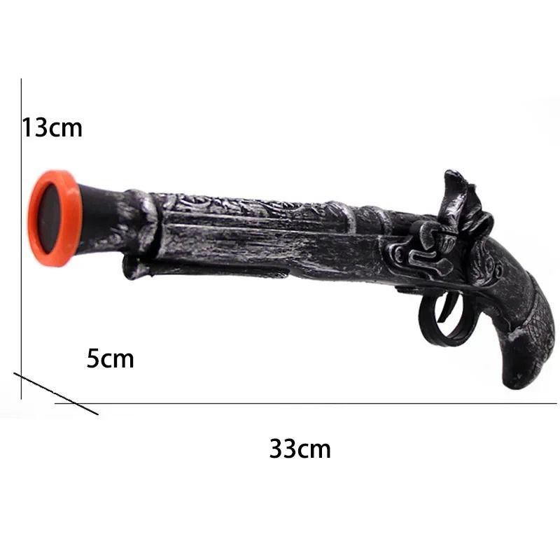 Piratenpistole Kostüm-Requisite Halloween | Antikes Flintlock-Design mit Gravuren | Leichtes ABS-Material für Cosplay & Deko 4