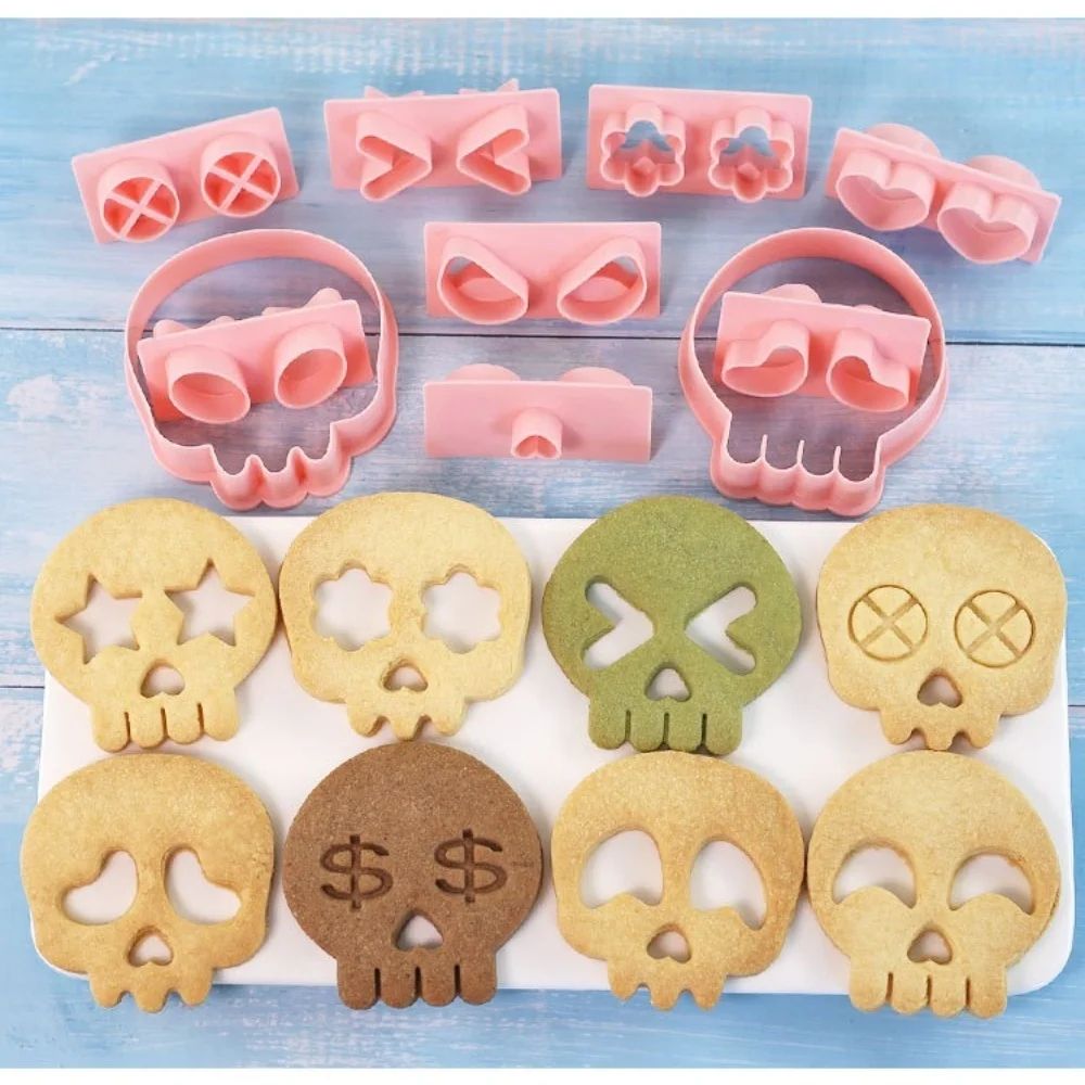 Halloween Mini Ausstechformen Set | Kürbis, Totenkopf, Geist Motive | Edelstahl für Kekse, Fondant & Zuckerguss 1
