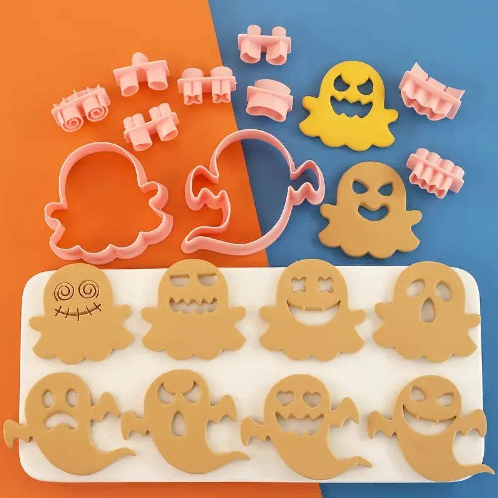 Halloween Mini Ausstechformen Set | Kürbis, Totenkopf, Geist Motive | Edelstahl für Kekse, Fondant & Zuckerguss 6