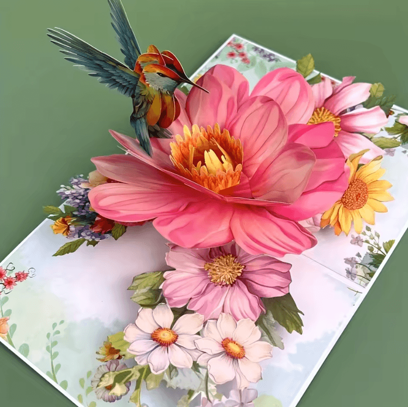 3D Pop-up Blumenkarte aus Papier | Handgefertigtes Blütendesign | Grußkarte für Hochzeit, Jahrestag & Geburtstag 1
