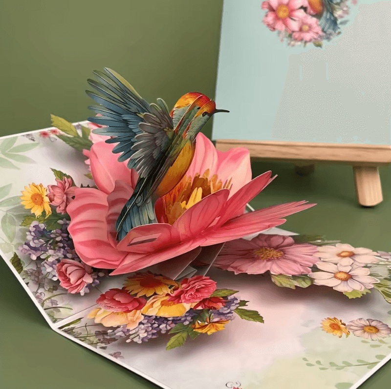 3D Pop-up Blumenkarte aus Papier | Handgefertigtes Blütendesign | Grußkarte für Hochzeit, Jahrestag & Geburtstag 3