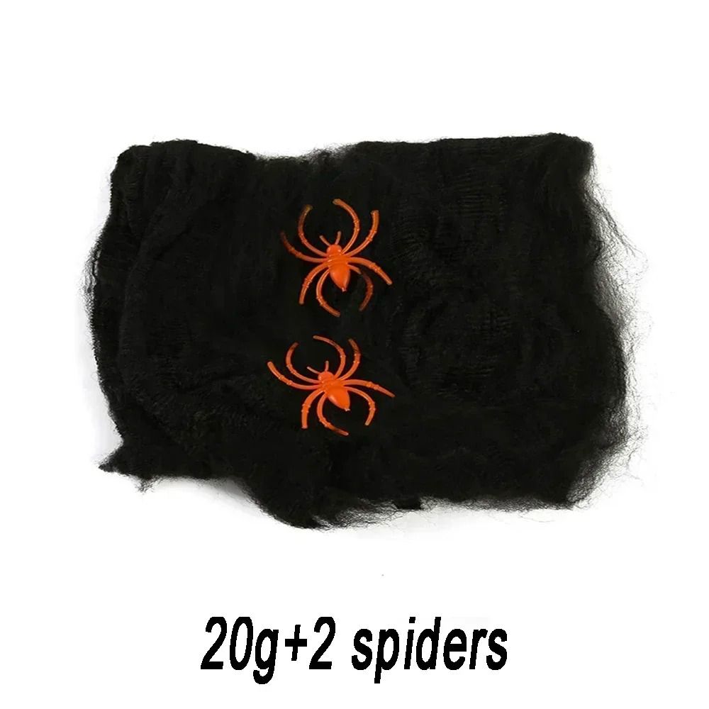Spinnennetz Deko Halloween | Dehnbares Baumwollgewebe für Wände, Türen & Möbel | Wiederverwendbare Gruselwebdeko 3