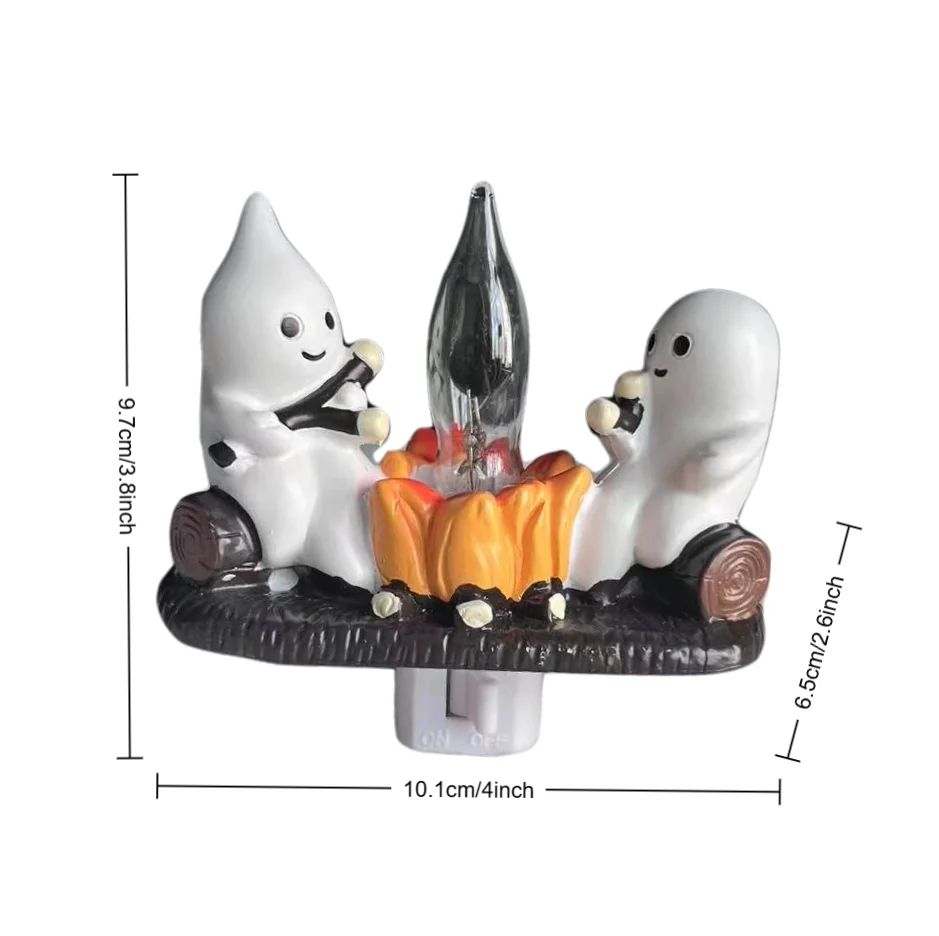 LED Geisterfigur Halloween Deko | Flackernder Feuerlicht-Effekt für Schreibtisch & Regal | Batteriebetrieben, wiederverwendbar 5