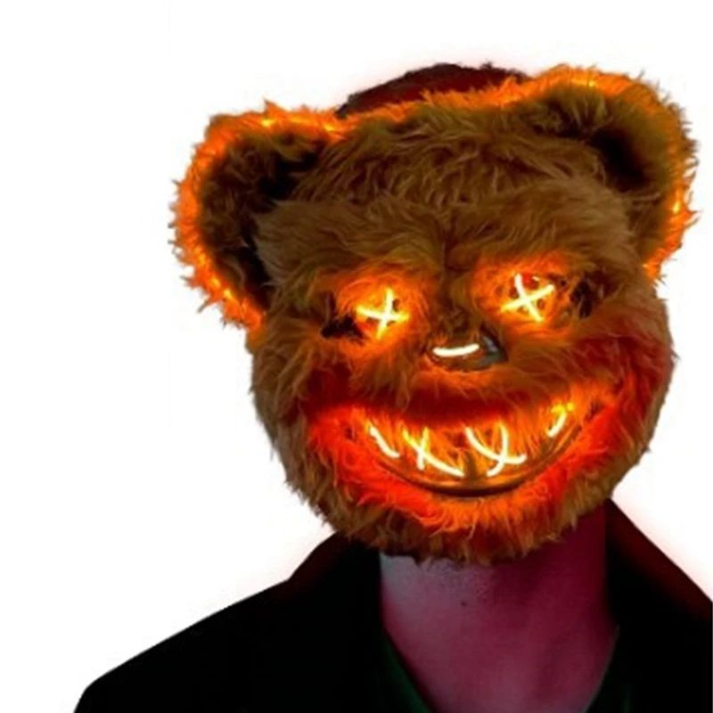 LED Horror Maske Halloween | Leuchtende Augen, Hase oder Bär | Batteriebetrieben für Partys, Cosplay und Bühnenauftritte 4
