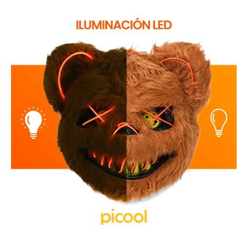 LED Horror Maske Halloween | Leuchtende Augen, Hase oder Bär | Batteriebetrieben für Partys, Cosplay und Bühnenauftritte 5