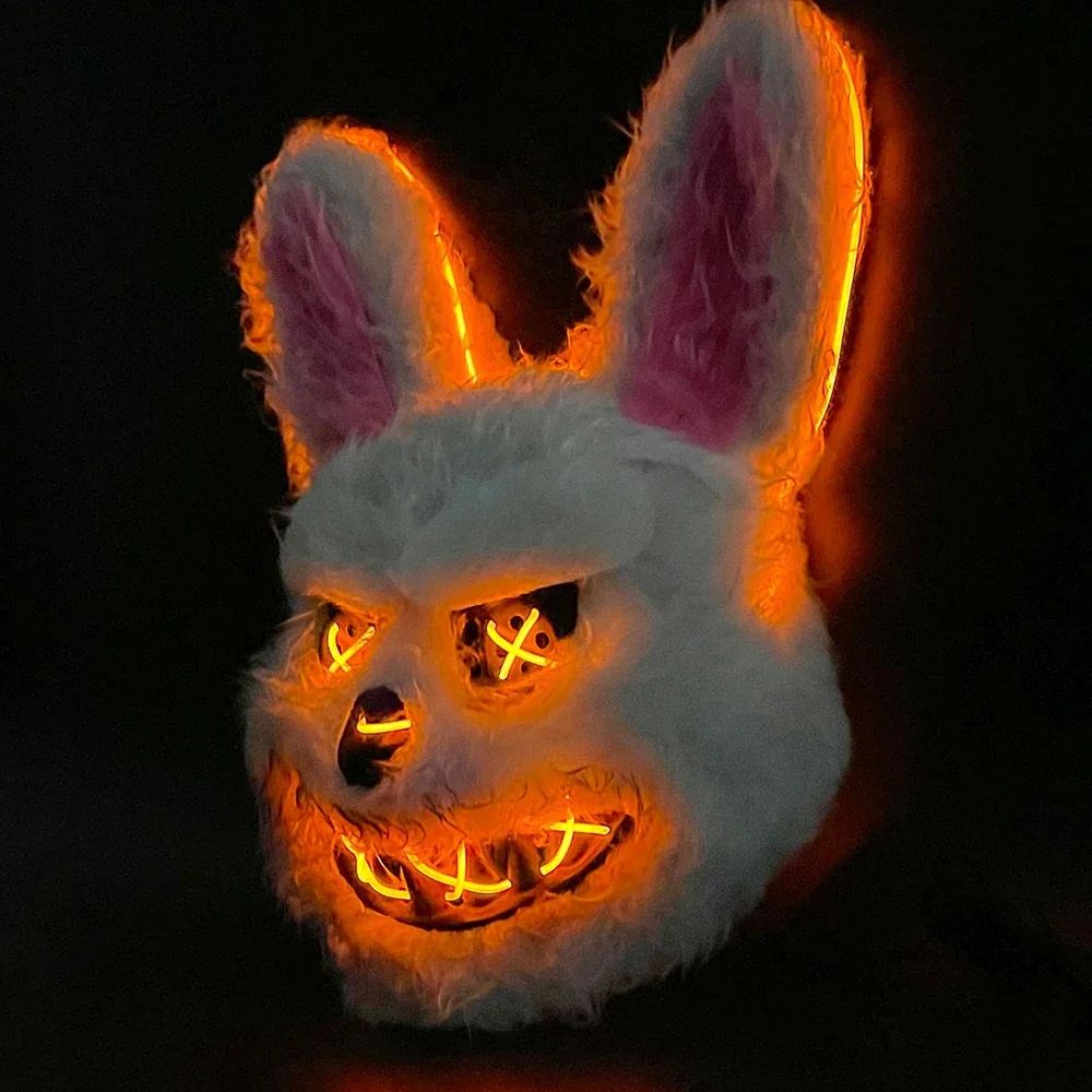 LED Horror Maske Halloween | Leuchtende Augen, Hase oder Bär | Batteriebetrieben für Partys, Cosplay und Bühnenauftritte 8