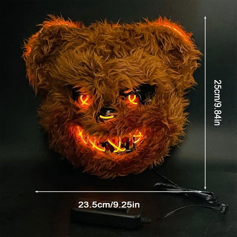 LED Horror Maske Halloween | Leuchtende Augen, Hase oder Bär | Batteriebetrieben für Partys, Cosplay und Bühnenauftritte 7