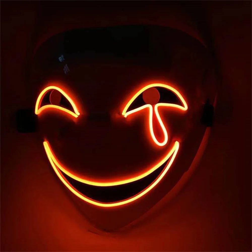 LED Clownmaske Halloween | Leuchtender Umriss mit LED-Draht, Einheitsgröße | Robustes ABS-Material, batteriebetrieben
