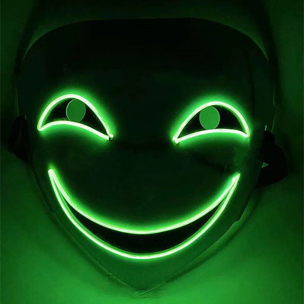 LED Clownmaske Halloween | Leuchtender Umriss mit LED-Draht, Einheitsgröße | Robustes ABS-Material, batteriebetrieben