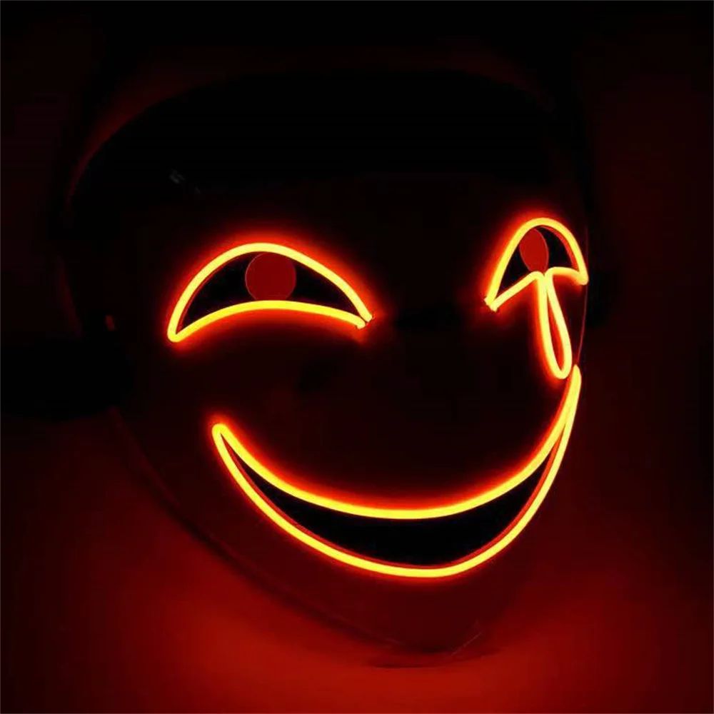 LED Clownmaske Halloween | Leuchtender Umriss mit LED-Draht, Einheitsgröße | Robustes ABS-Material, batteriebetrieben