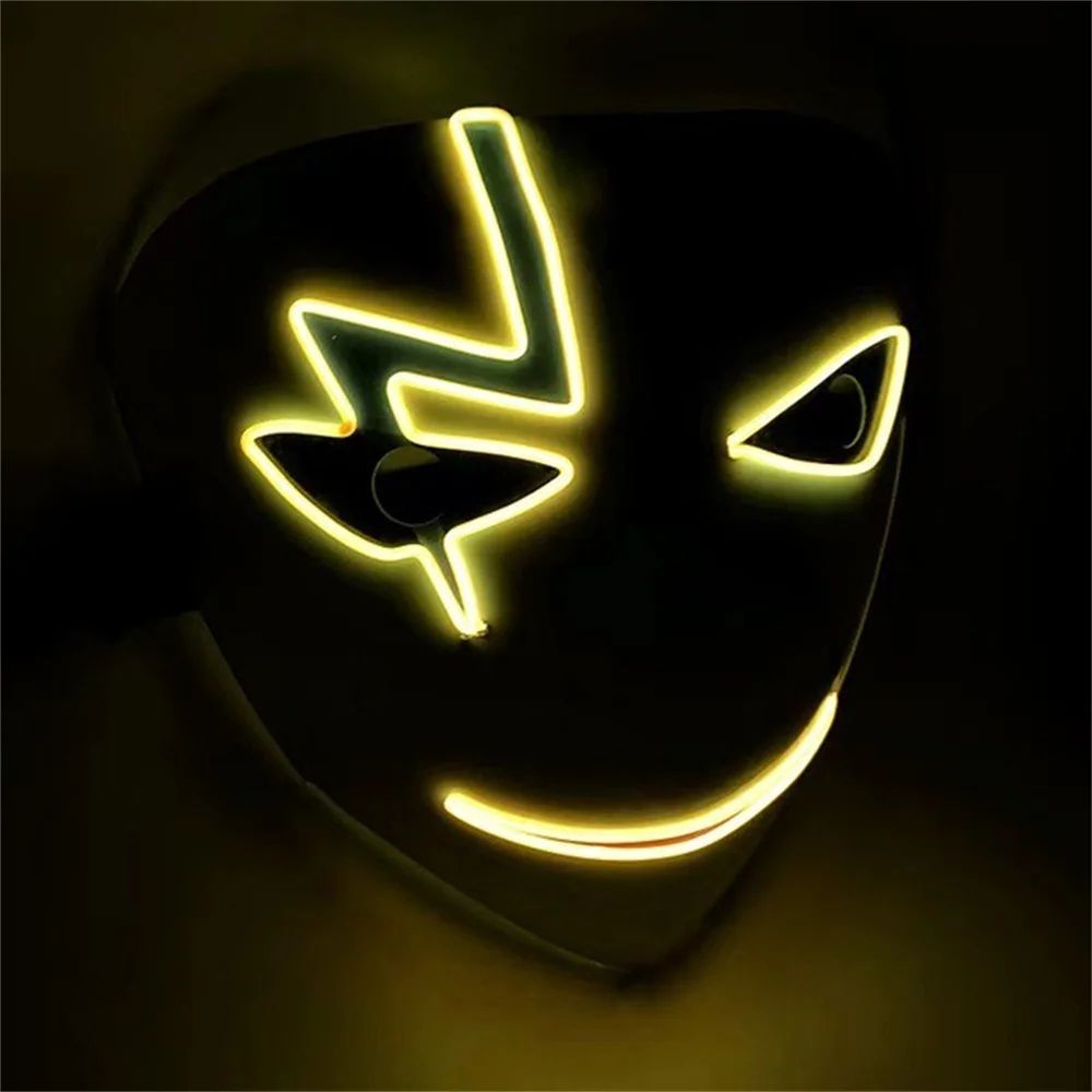 LED Clownmaske Halloween | Leuchtender Umriss mit LED-Draht, Einheitsgröße | Robustes ABS-Material, batteriebetrieben