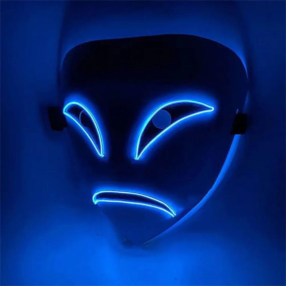 LED Clownmaske Halloween | Leuchtender Umriss mit LED-Draht, Einheitsgröße | Robustes ABS-Material, batteriebetrieben