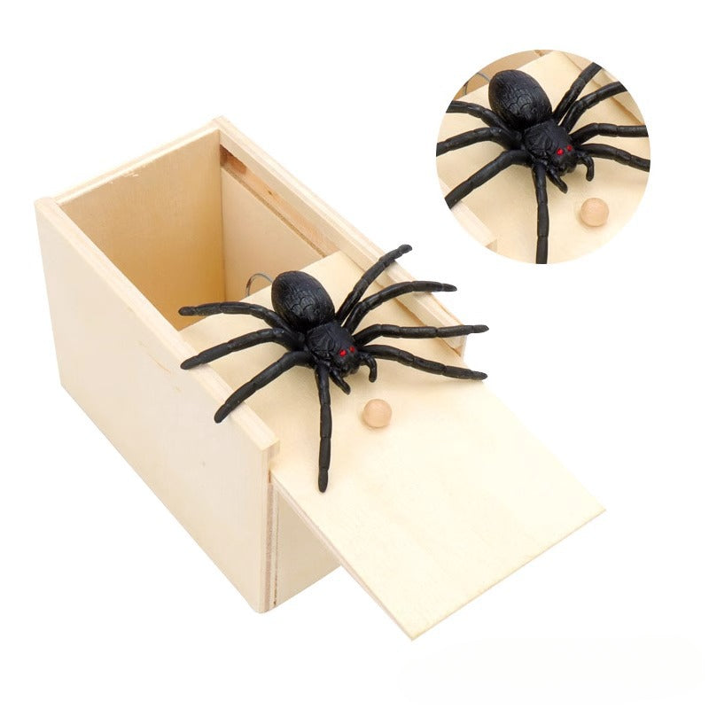 Spinnen-Streichbox Halloween | Versteckter Klappmechanismus für Überraschungseffekt | Aus Holz, wiederverwendbar für endlosen Spaß 1