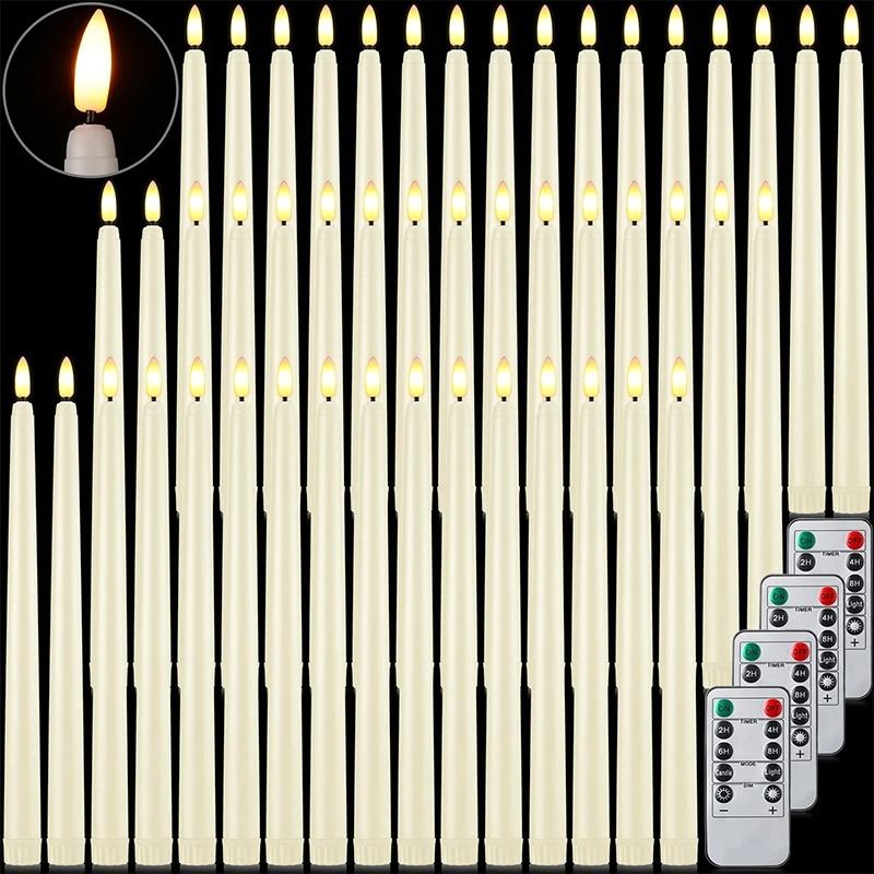 LED-Stabkerzen Flammenlos 12er-Set | Realistischer Flackereffekt, Batteriebetrieb | Ideal für Hochzeiten, Halloween & Weihnachten 1