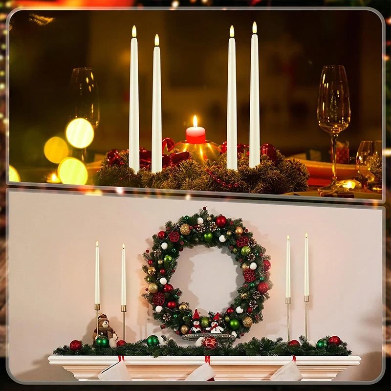 LED-Stabkerzen Flammenlos 12er-Set | Realistischer Flackereffekt, Batteriebetrieb | Ideal für Hochzeiten, Halloween & Weihnachten