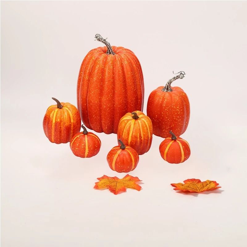 Deko-Kürbisse Herbst & Halloween | 7-teiliges Set verschiedener Größen und Formen | Stabiler Schaumstoff, DIY-geeignet 5