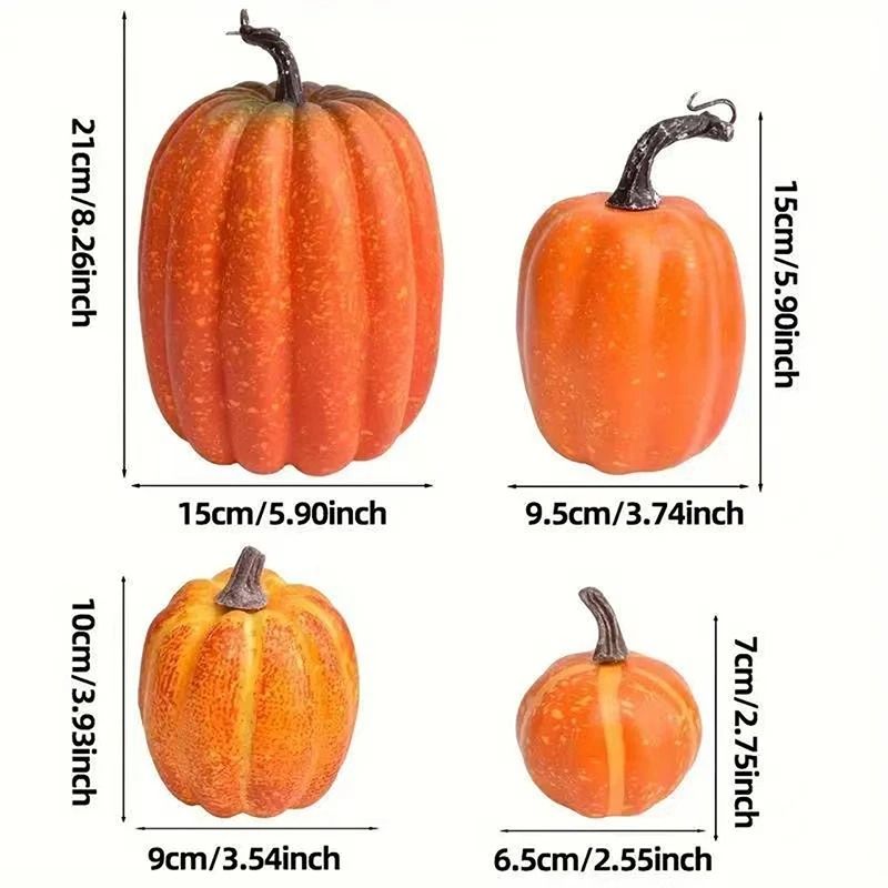 Deko-Kürbisse Herbst & Halloween | 7-teiliges Set verschiedener Größen und Formen | Stabiler Schaumstoff, DIY-geeignet 6