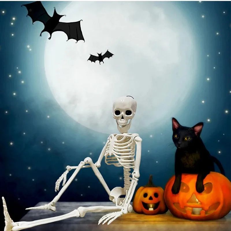 Lebensgroßes Posierbares Skelett Halloween Deko | Bewegliche Gelenke für individuelle Posen | Kunststoff, Innen & Außen geeignet 3