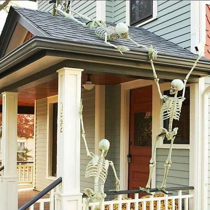 Lebensgroßes Posierbares Skelett Halloween Deko | Bewegliche Gelenke für individuelle Posen | Kunststoff, Innen & Außen geeignet 4