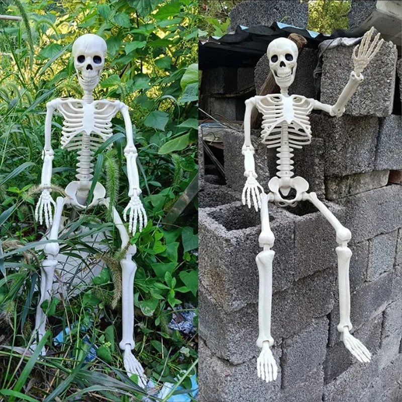 Lebensgroßes Posierbares Skelett Halloween Deko | Bewegliche Gelenke für individuelle Posen | Kunststoff, Innen & Außen geeignet 1