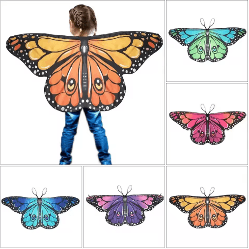 Schmetterlingsflügel Feenumhang für Verkleidungsspiele | Leichtes fließendes Design | Weicher atmungsaktiver Stoff für Kinder 1