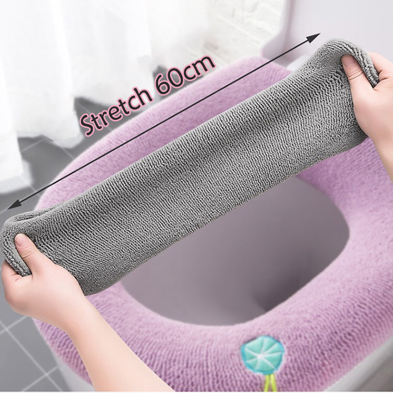 Toilettensitzbezug mit Kürbismuster | Weiches Stretch-Gewebe, dehnbar und waschbar | Warme Herbst-Deko fürs Badezimmer 3