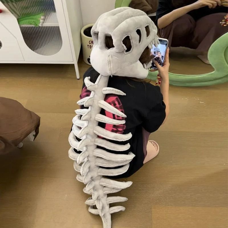 Dinosaurier-Skelett Kostüm Halloween | Realistischer Schädel und Wirbelsäule | Leichtes Plüsch-Cosplay-Accessoire
