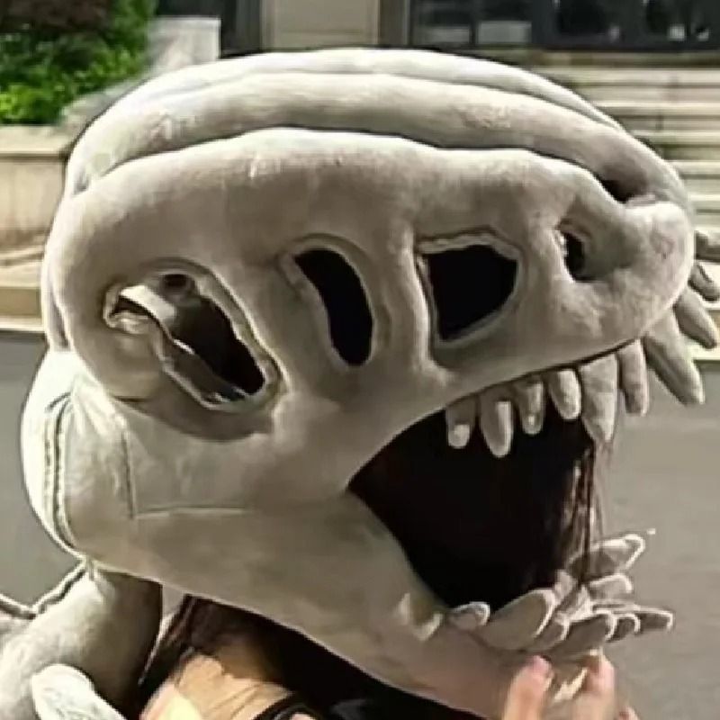 Dinosaurier-Skelett Kostüm Halloween | Realistischer Schädel und Wirbelsäule | Leichtes Plüsch-Cosplay-Accessoire