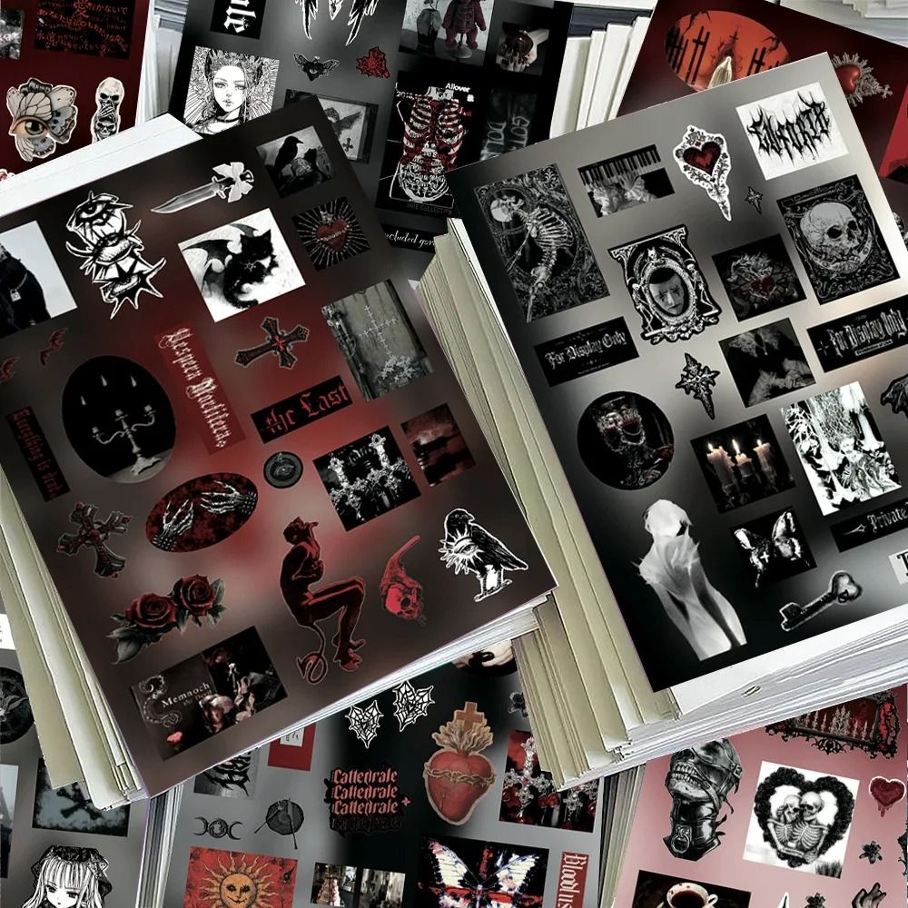 Rabenfeder Sticker Set 8 Bögen | Dunkler Gothic Vintage Trauer-Stil | Ideal für Junk Journals, Scrapbooking und dunkle Collagen 5