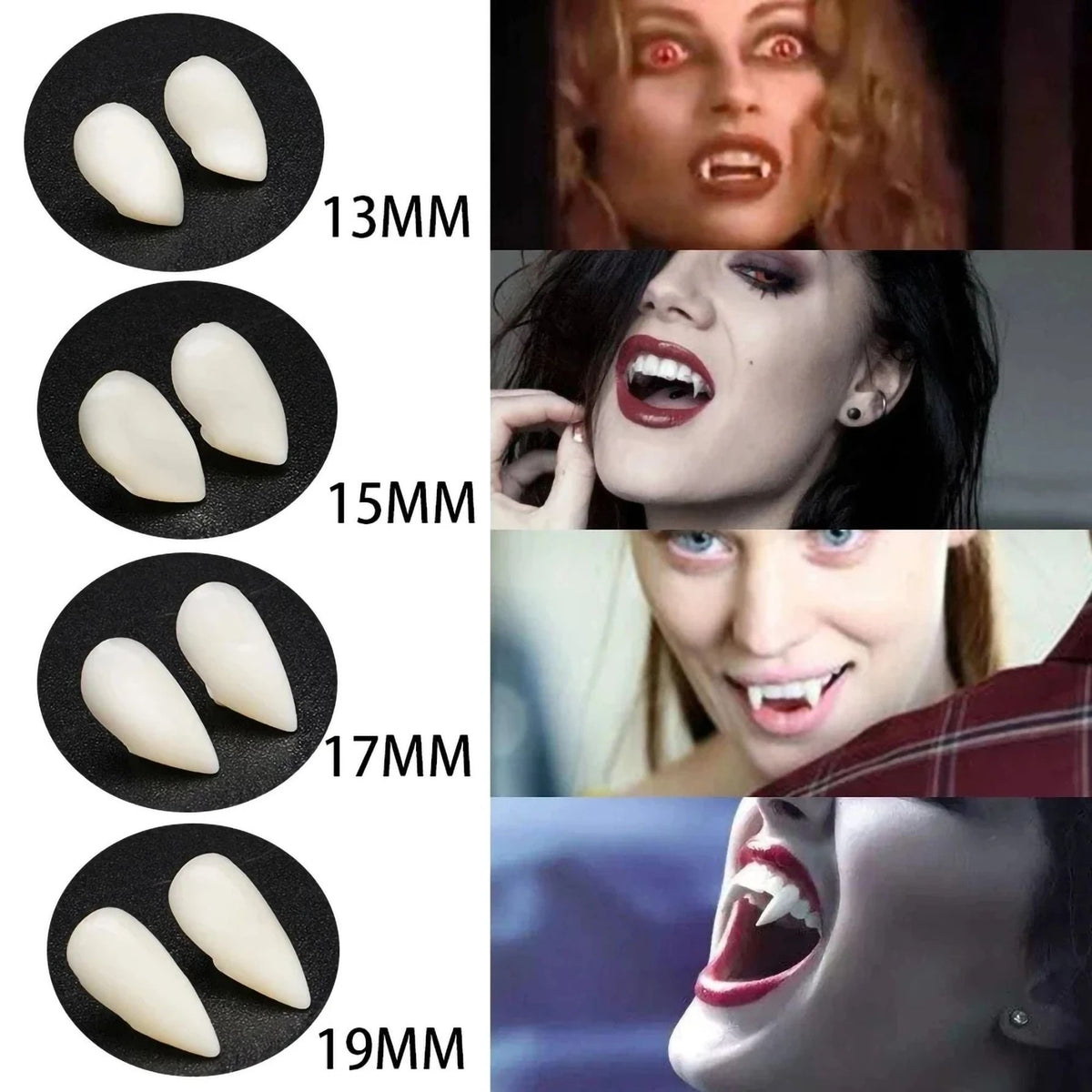 Vampirzähne Kit mit Thermo-Klebstoff | Individuell anpassbar für Halloween & Cosplay | Zahnfarbenes Kunstharz, transparent 6