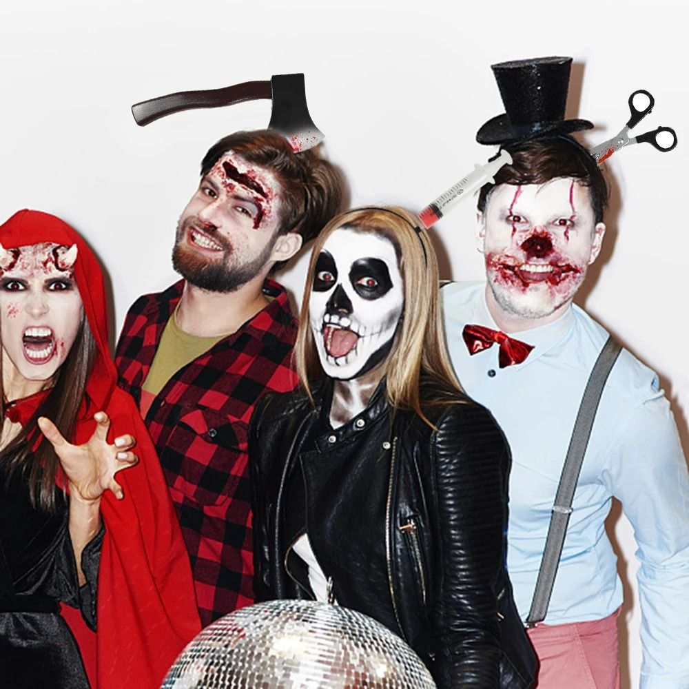 Halloween Horror Waffen-Haarreif | Optische Illusion durchbohrter Kopf | Leichtes Kunststoff mit Blutspritzern für Kostümparty 5